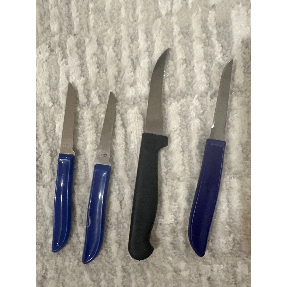 Sharpu 2000 Serrated Utility Knife and 3 Blue‎ Paring Knives Stainless Steel Set